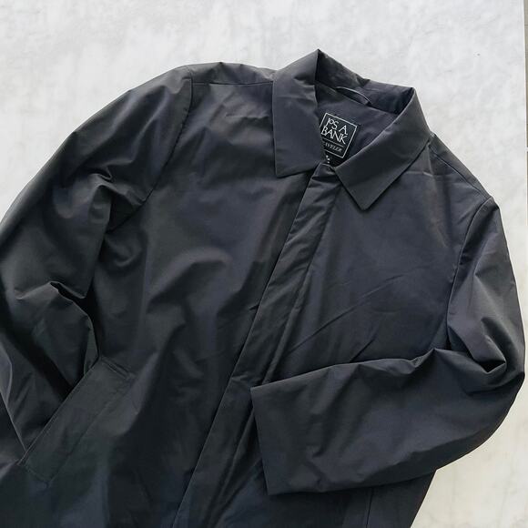 Jos. A. Bank Traveler Insulated Nylon Overcoat 46R Black Quilt Rain Snow Travel - Picture 2 of 9